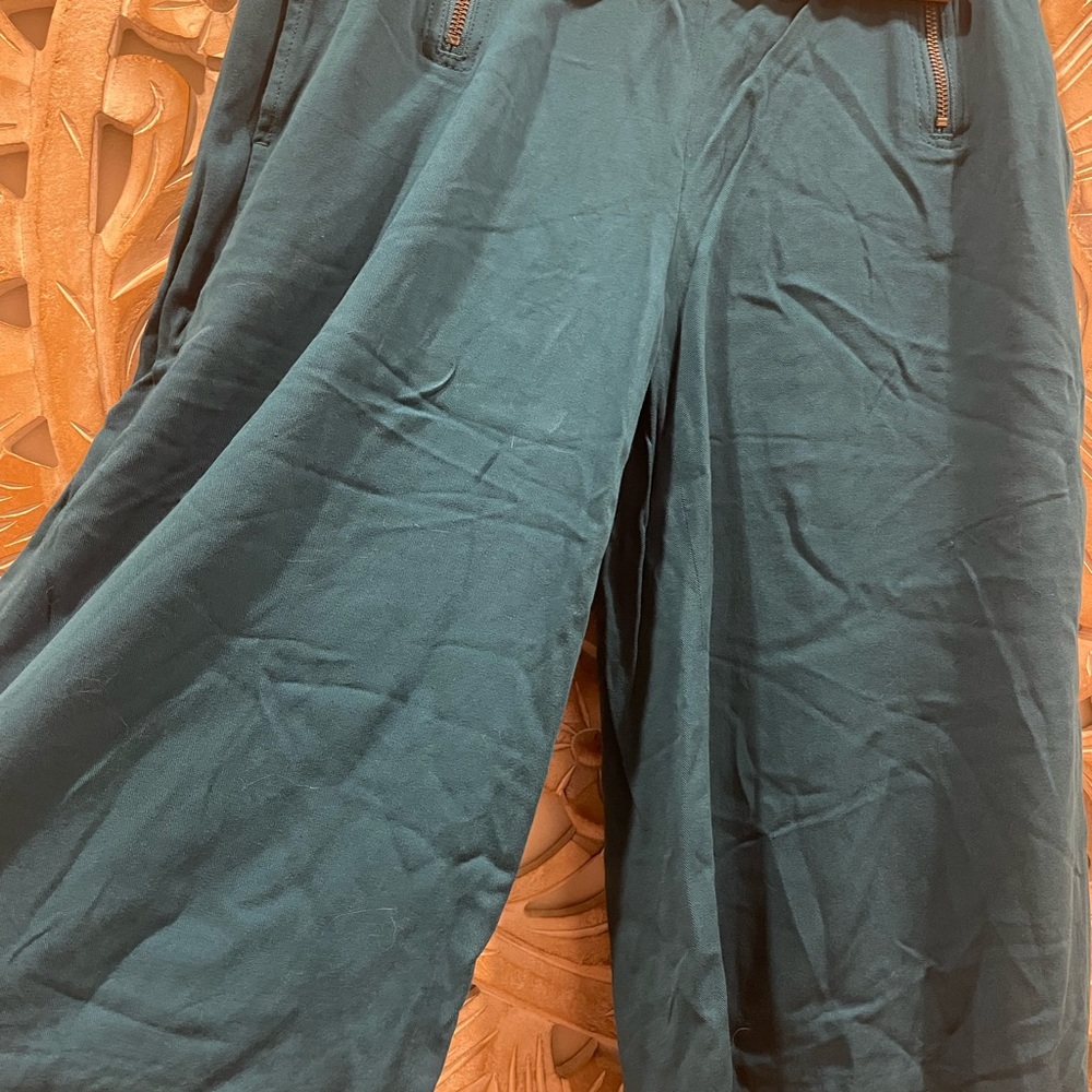 Anthropologie- Cartonnier Blue Aqua Wide Leg Capri Pants - Picture 2 of 5